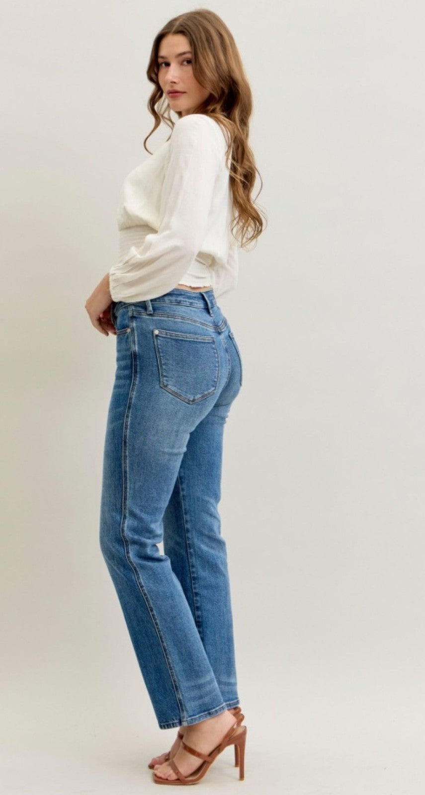 Judy Blue Mid-Rise Slim Straight With Rigid Magic Button Fly Jeans