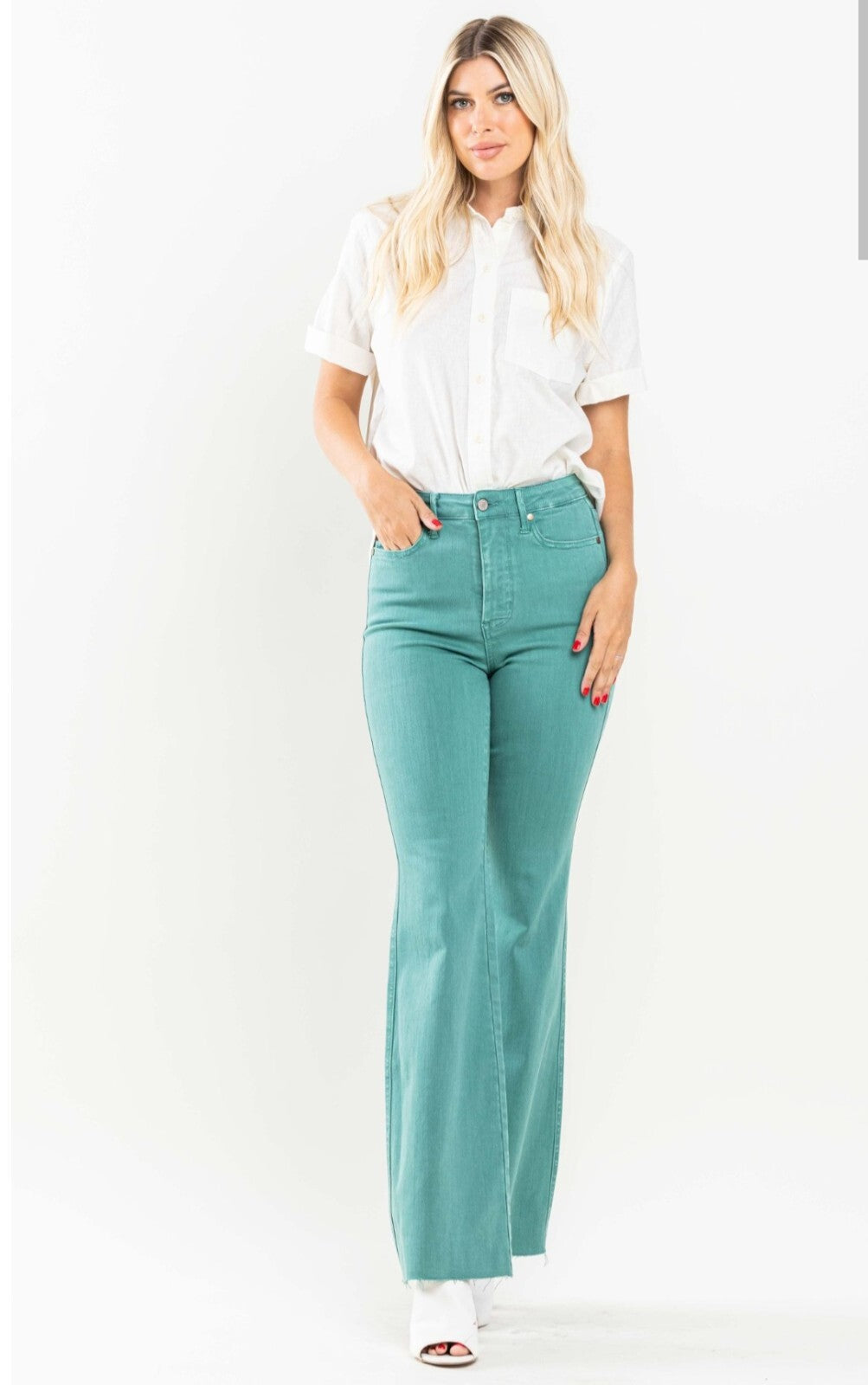 Judy Blue Topaz Dyed High Waist  W/ Tummy Control Flare Jeans
