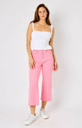 Judy Blue High-Rise W/ Tummy Control Pink Wide Leg Crop Jeans