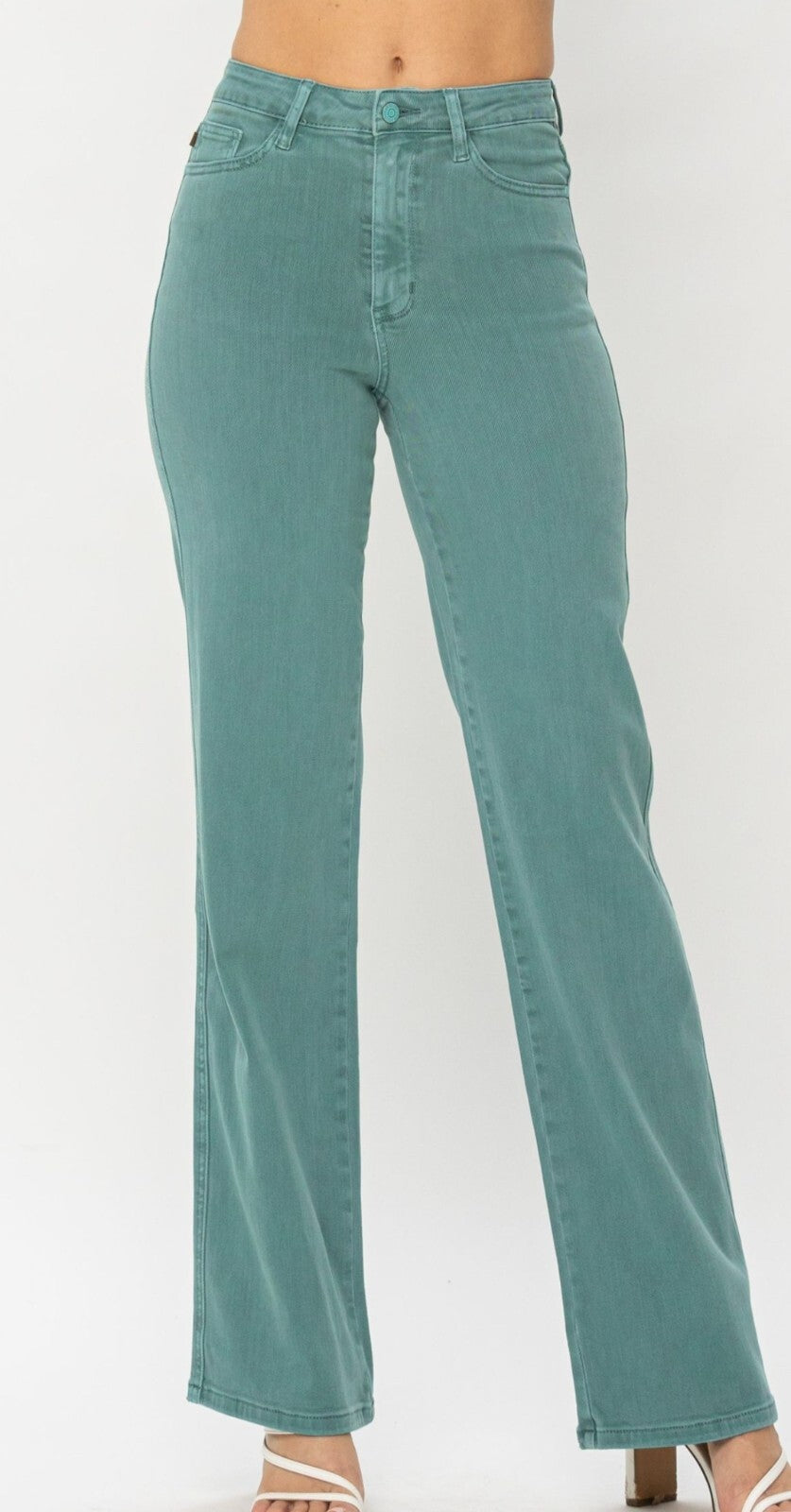 Judy Blue Sea Green High-Rise Straight Fit Jeans