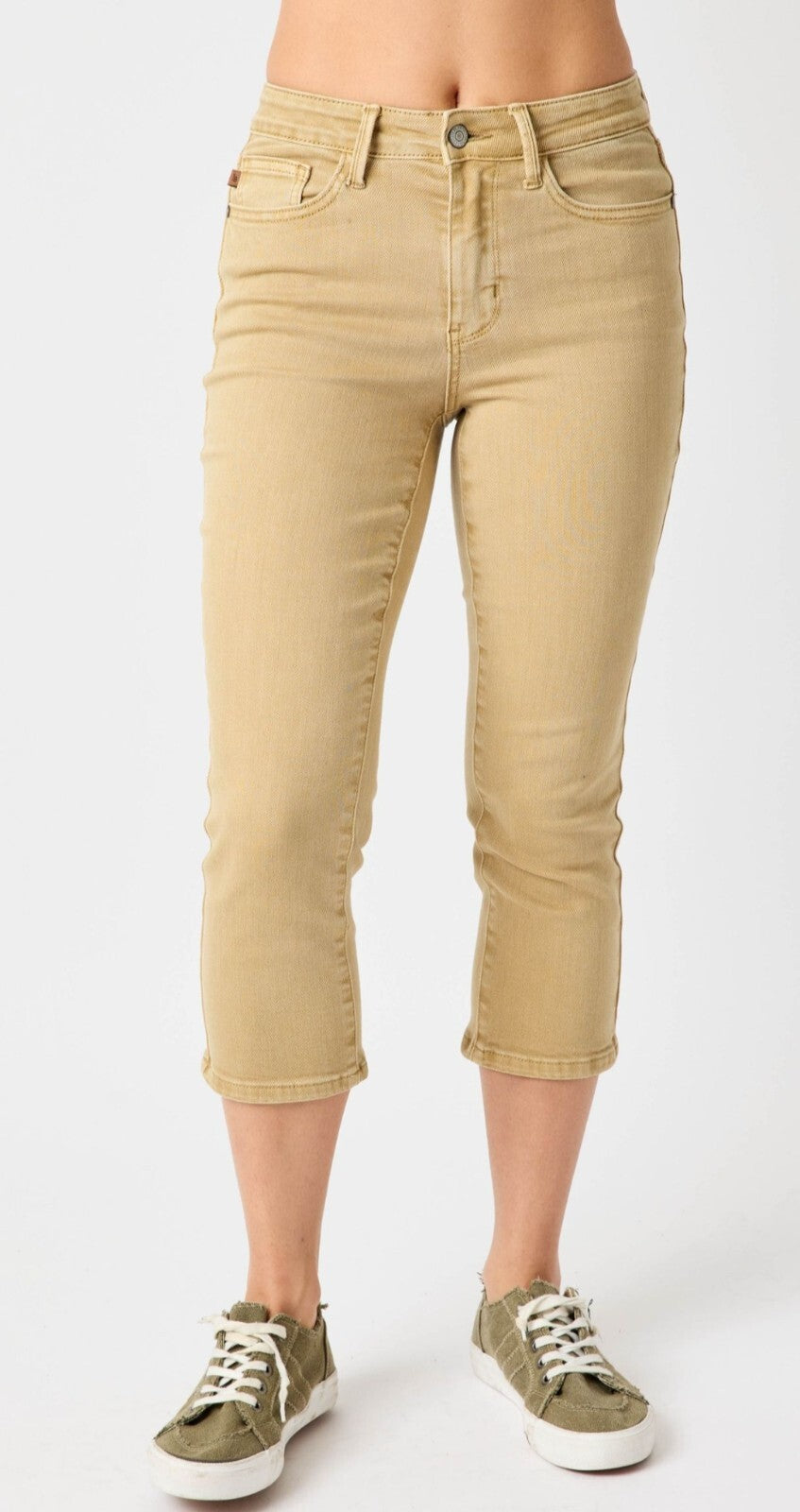 Judy Blue Mid Rise Khaki Skinny  Capri
