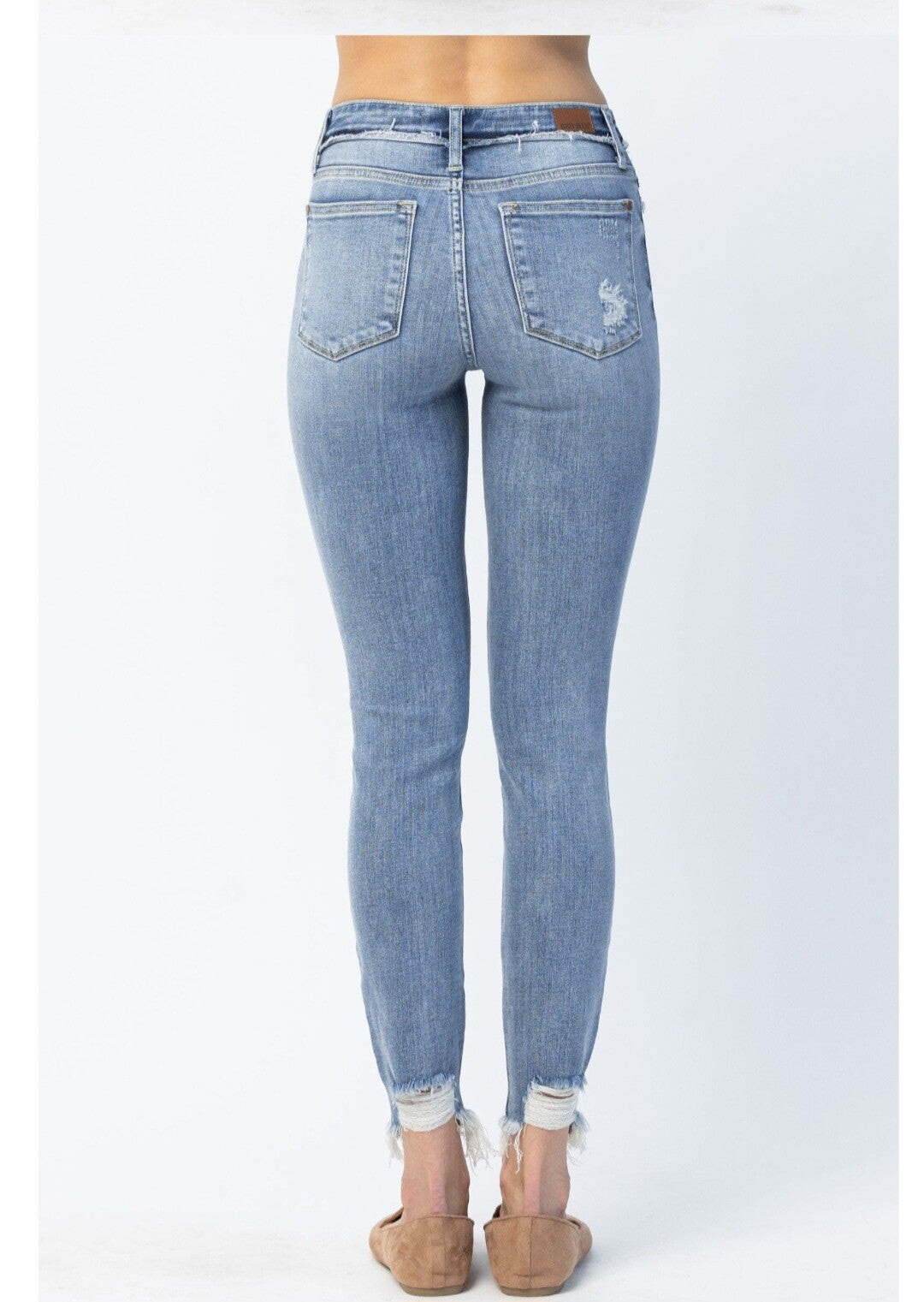Judy Blue Mid-Rise With a Waistband Detail Skinny Jeans