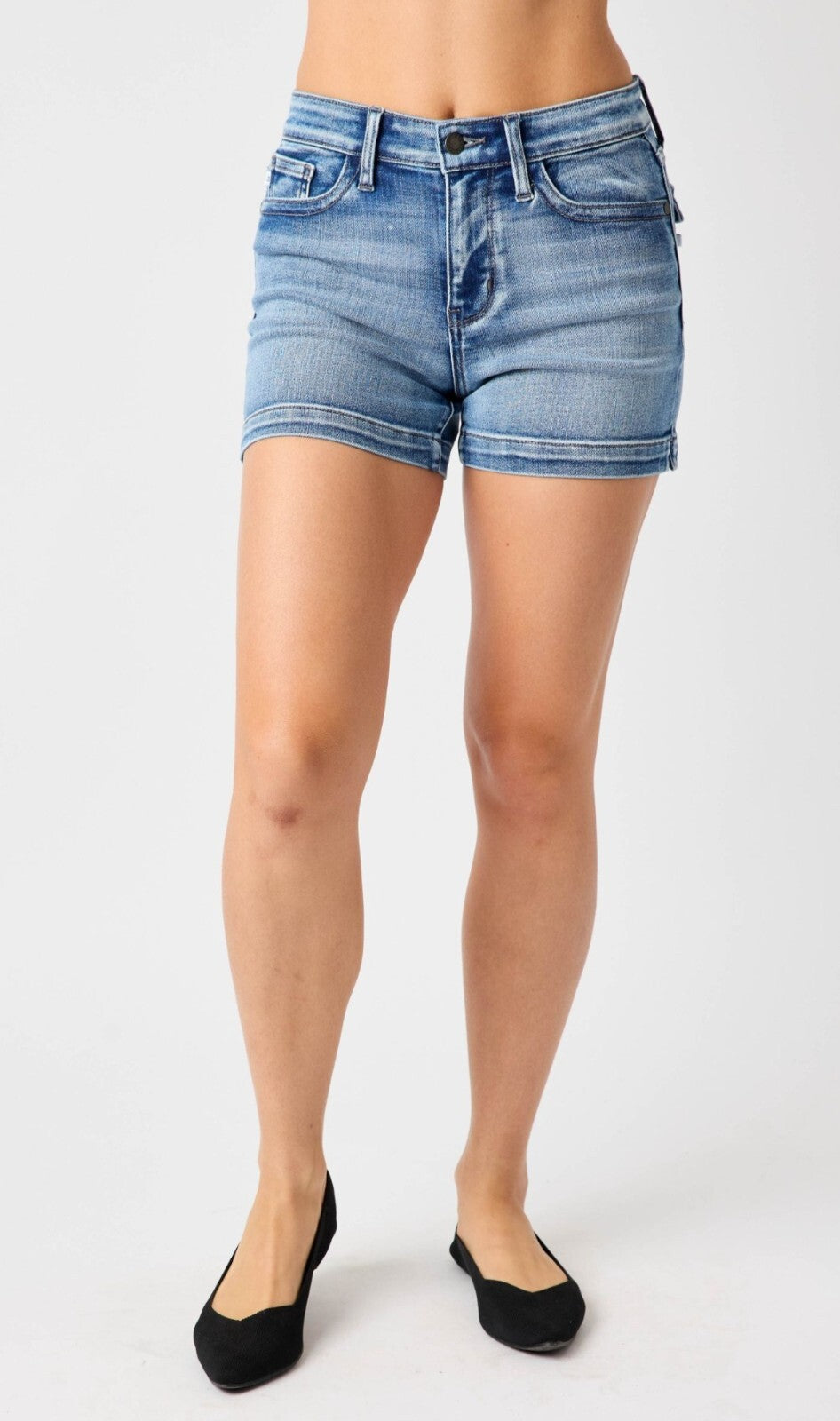 Judy Blue Mid-Rise Flap Pocket  Shorts