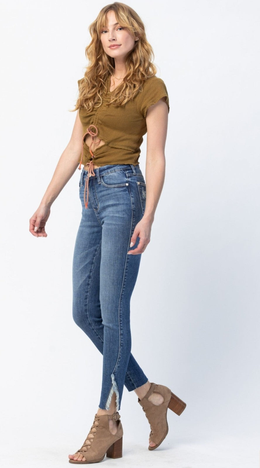 Judy Blue High Waist Skinny With Detail Hem Jeans