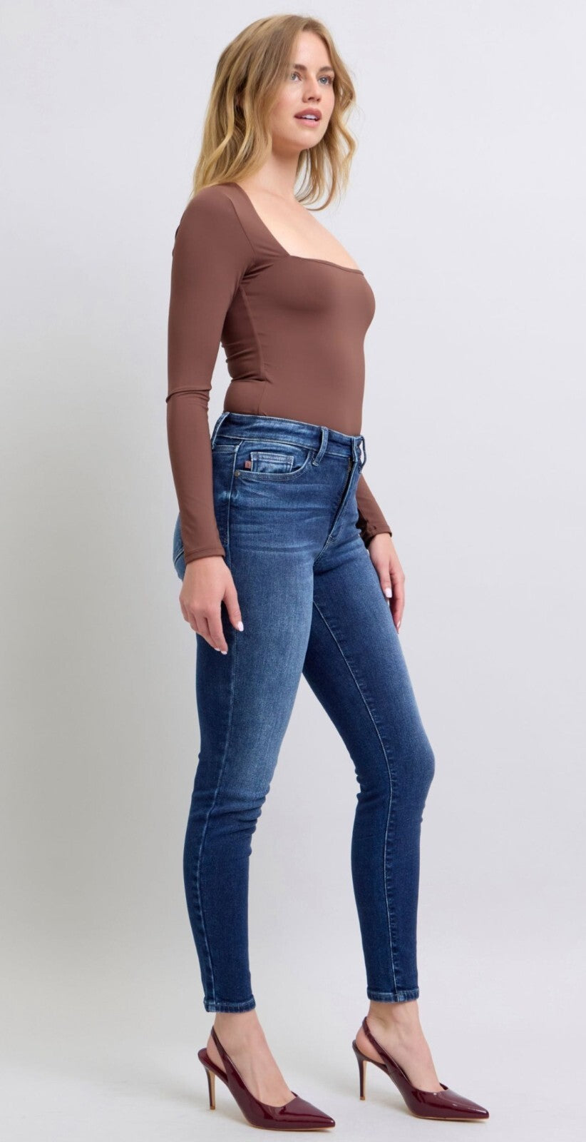 Judy Blue Mid-Rise Skinny Non-Distressed Thermal Jeans