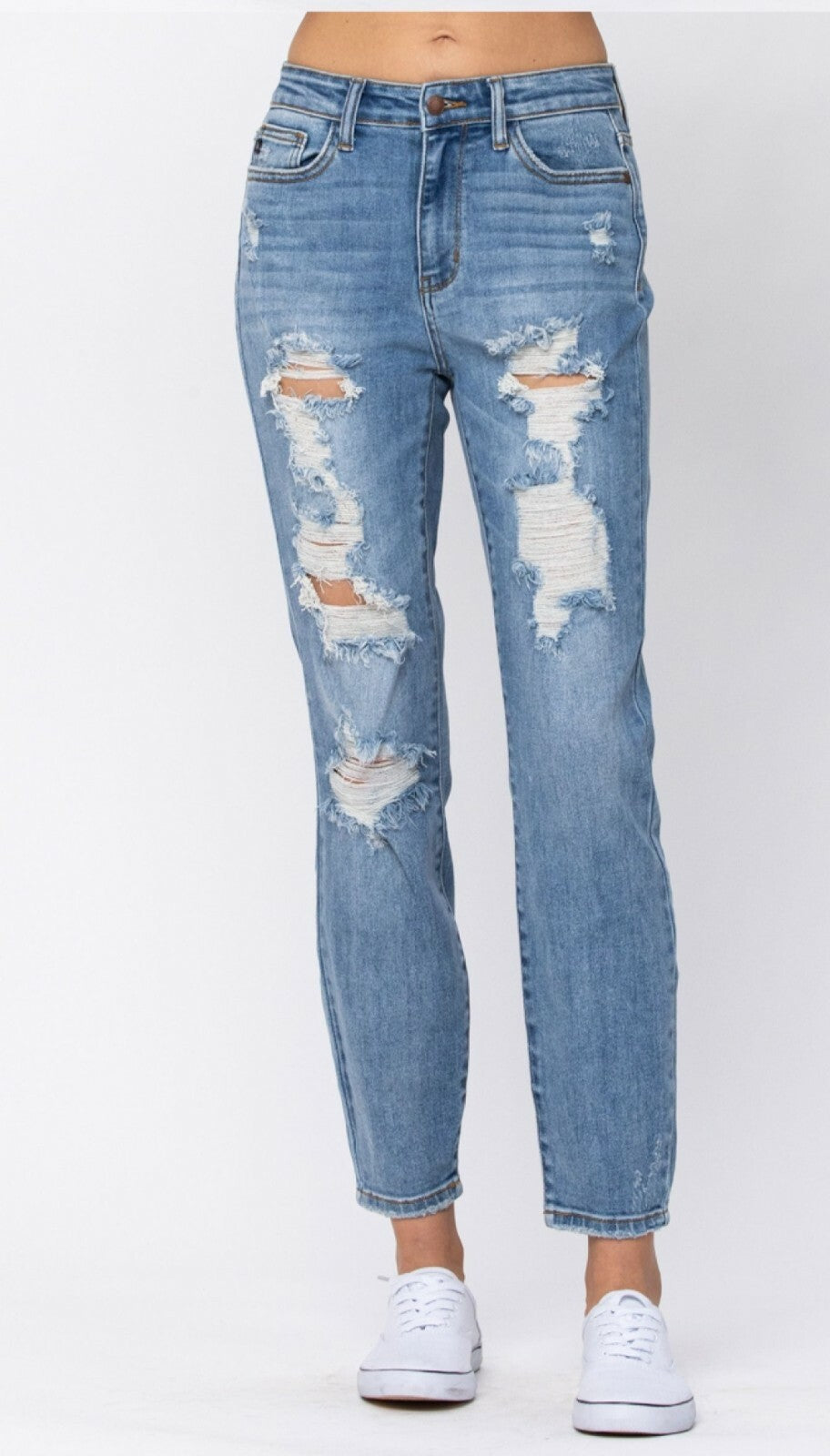 Judy Blue Hi- Rise Destroyed Boyfriend Jeans