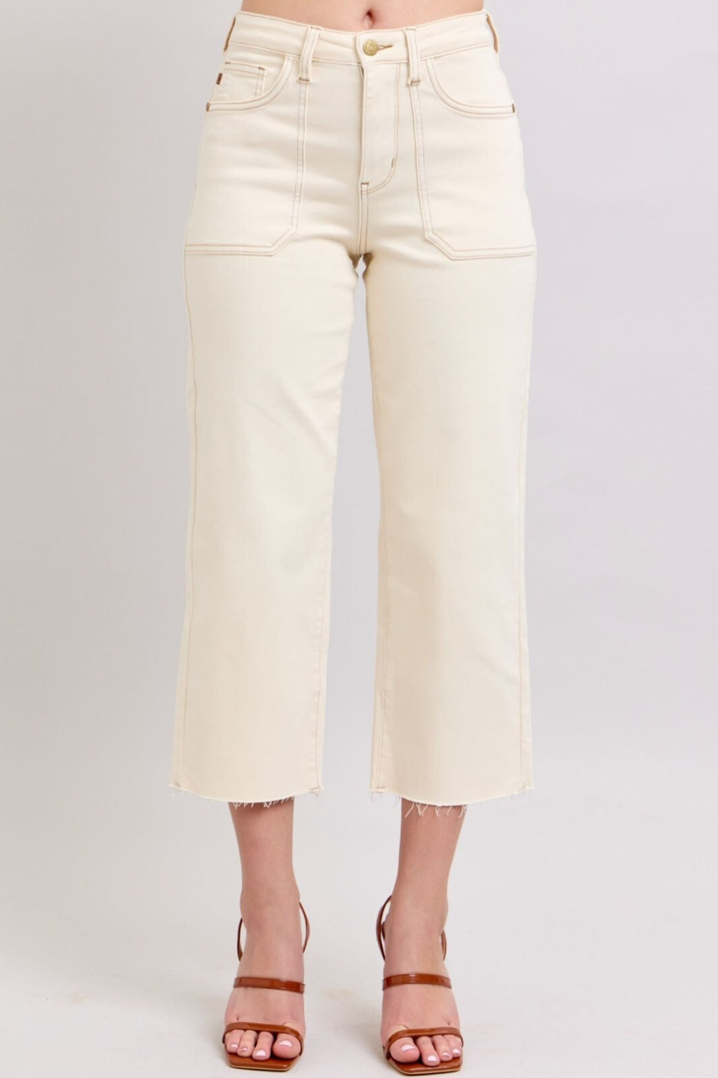 Judy Blue High-Rise Ecru Wide Leg Crop Jeans