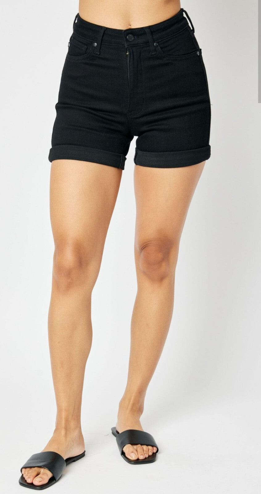 Judy Blue High-Waist Black W/ Tummy Control  Shorts