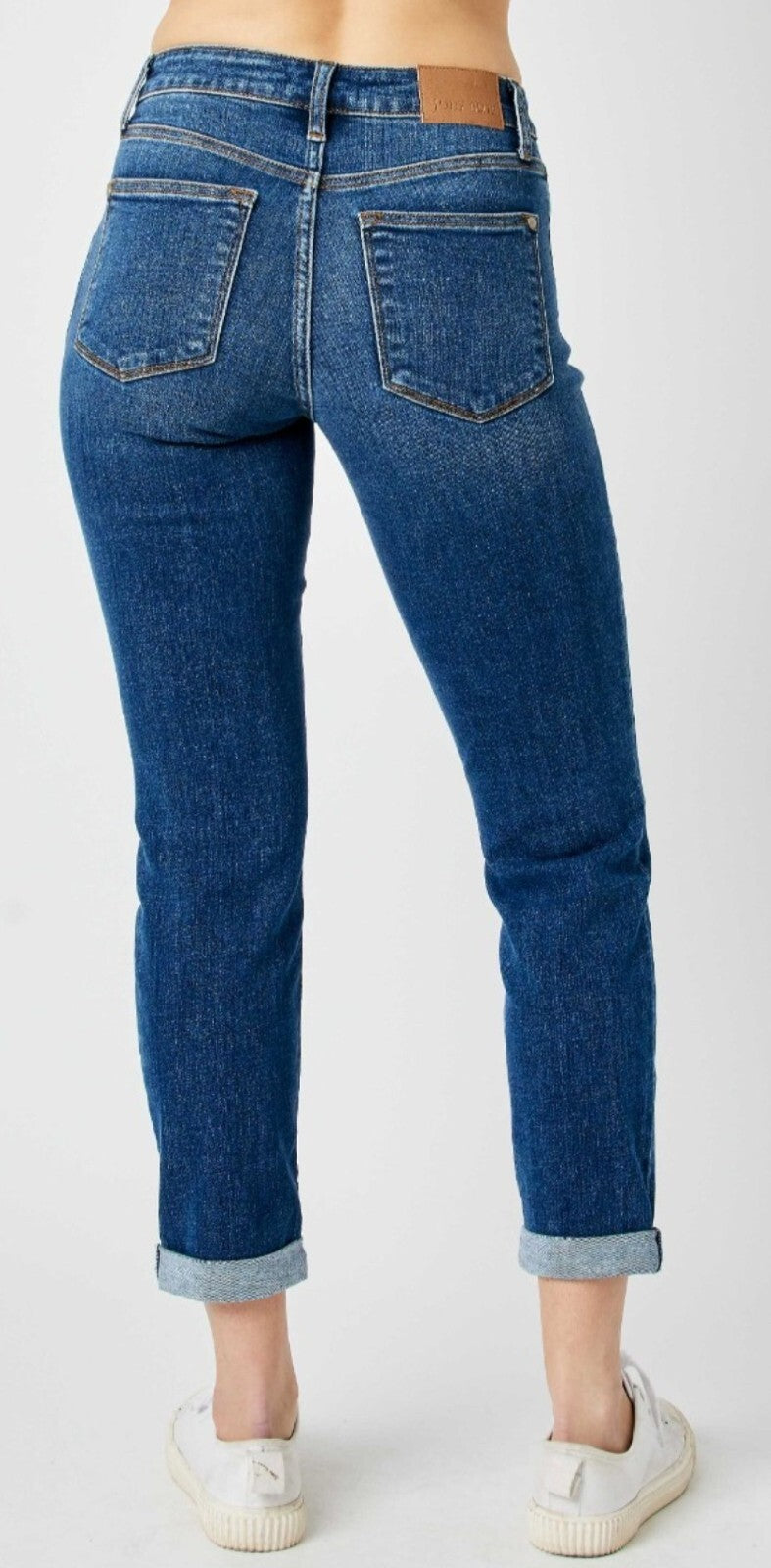 Judy Blue Knee Destroy Cuffed Slim Fit Jeans