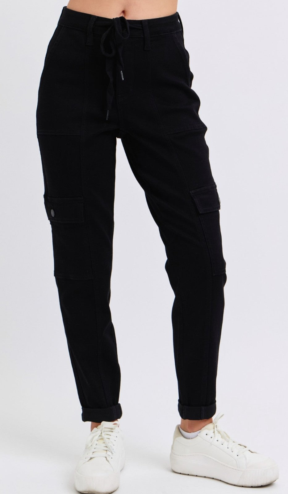 Judy Blue High-Rise Black Cargo Cuffed Jogger Jeans
