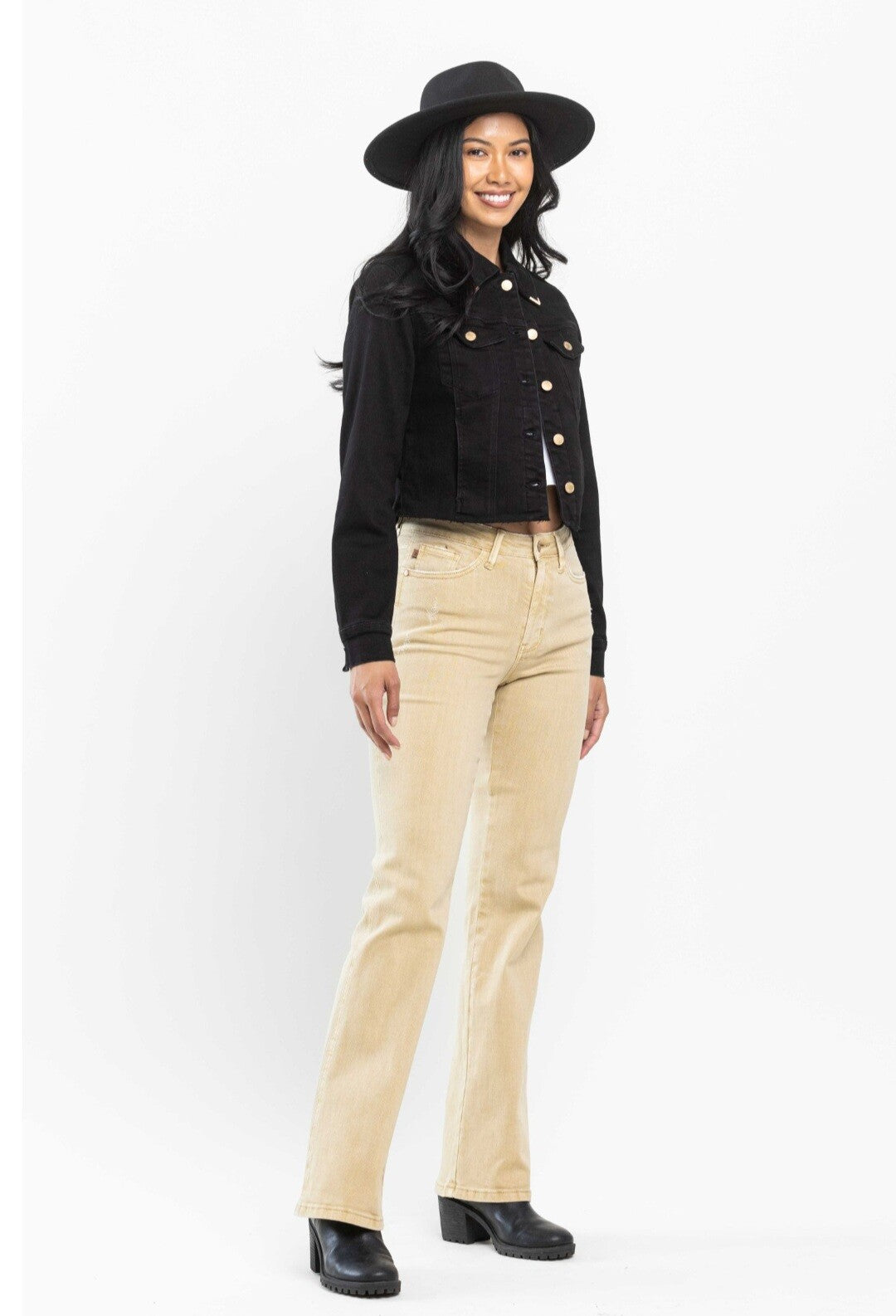 Judy Blue Slim Mid-Rise Tan Bootcut Jeans