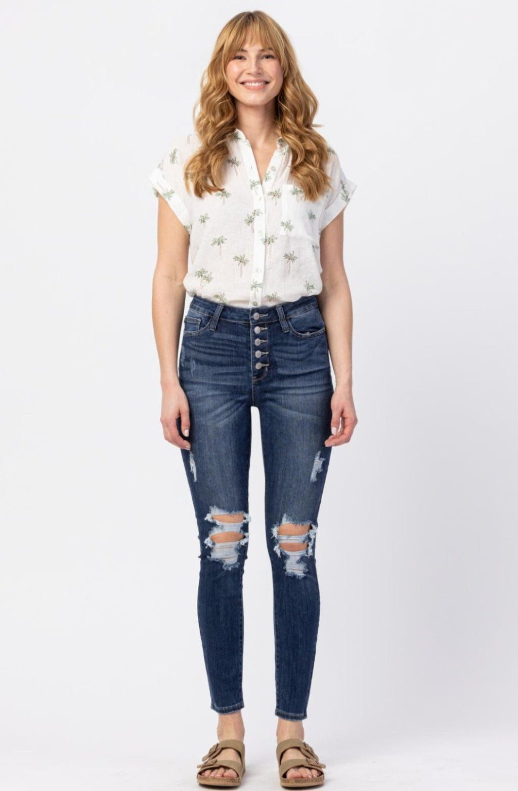 Judy Blue High Rise Button Fly  Skinny  Jean