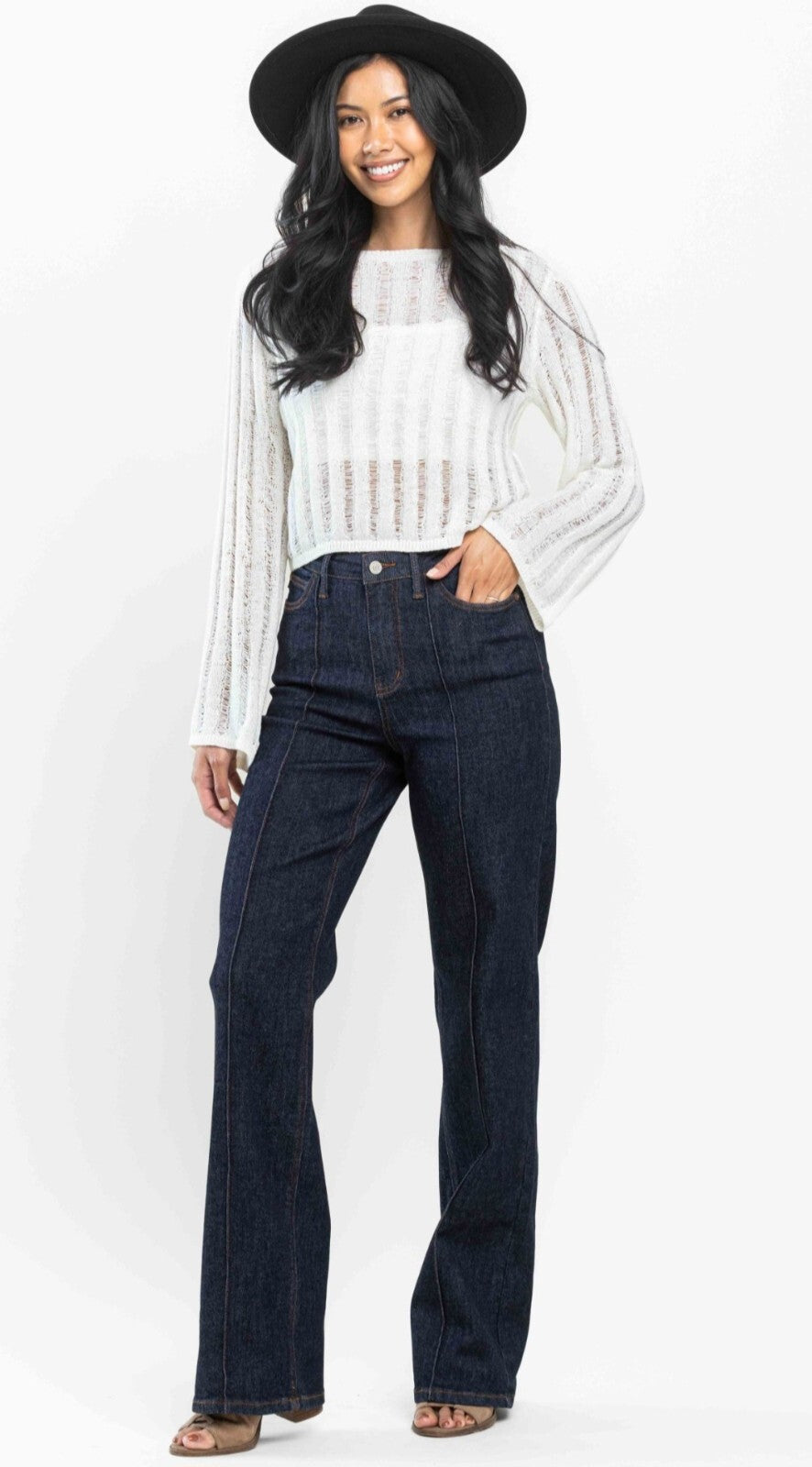 Judy Blue High-Rise Front Seam Detail Wide Leg Jeans