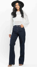 Judy Blue High-Rise Front Seam Detail Wide Leg Jeans