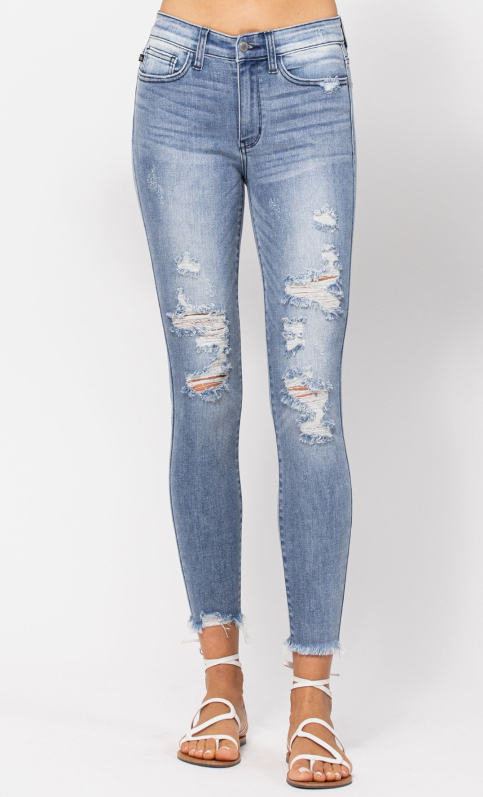 Judy Blue Mid-Rise Destroyed Skinny Jeans
