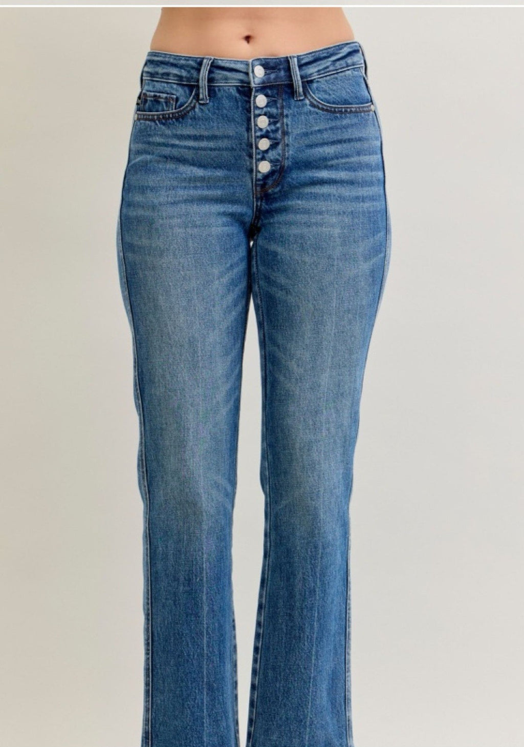 Judy Blue Mid-Rise Slim Straight With Rigid Magic Button Fly Jeans