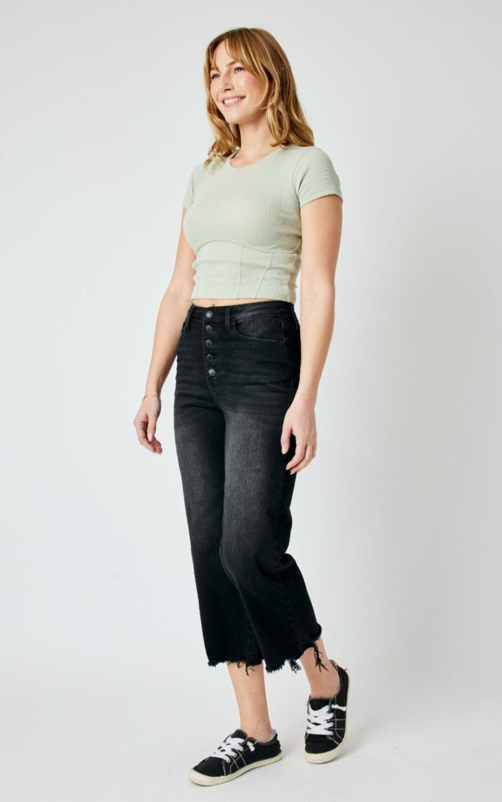Judy Blue High-Rise Black Wide Leg Crop Jeans