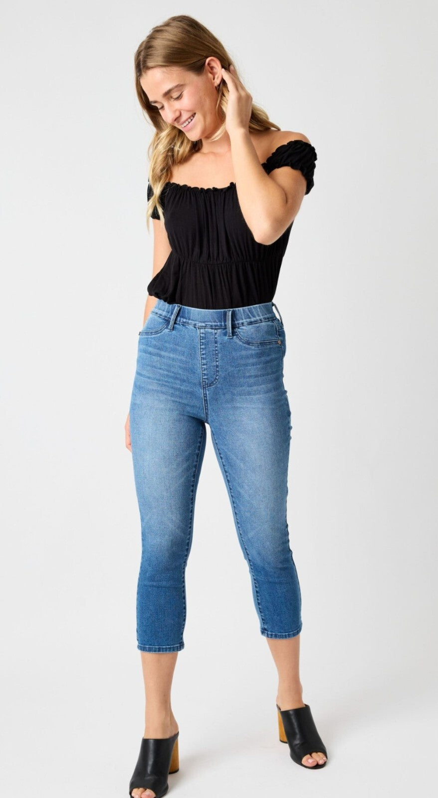 Judy Blue High Waist Cool Denim Pull On Capri