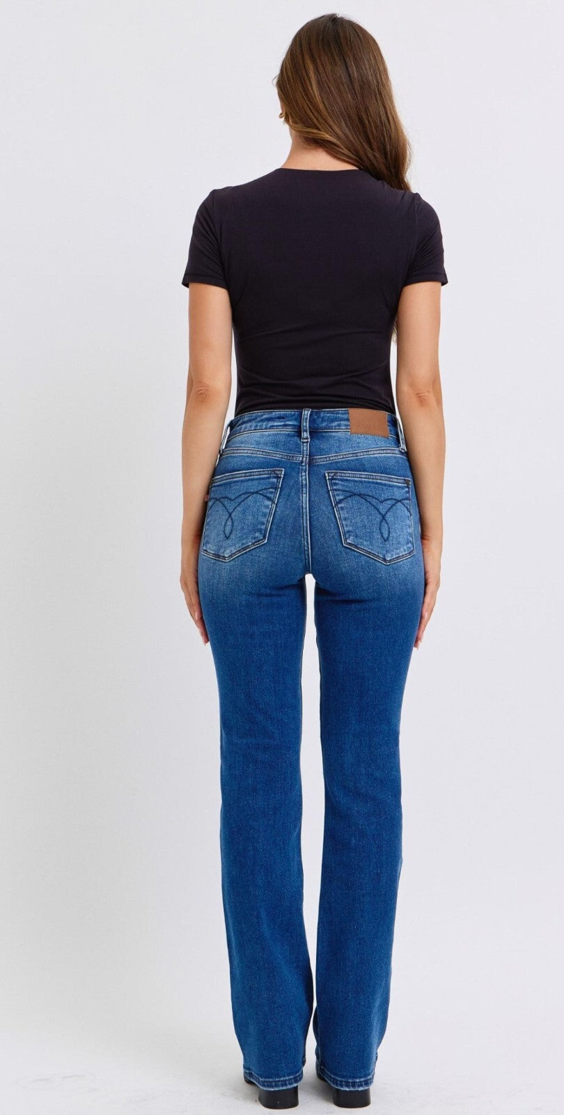 Judy Blue Mid-Rise Non-Distressed Thermal Bootcut Jeans