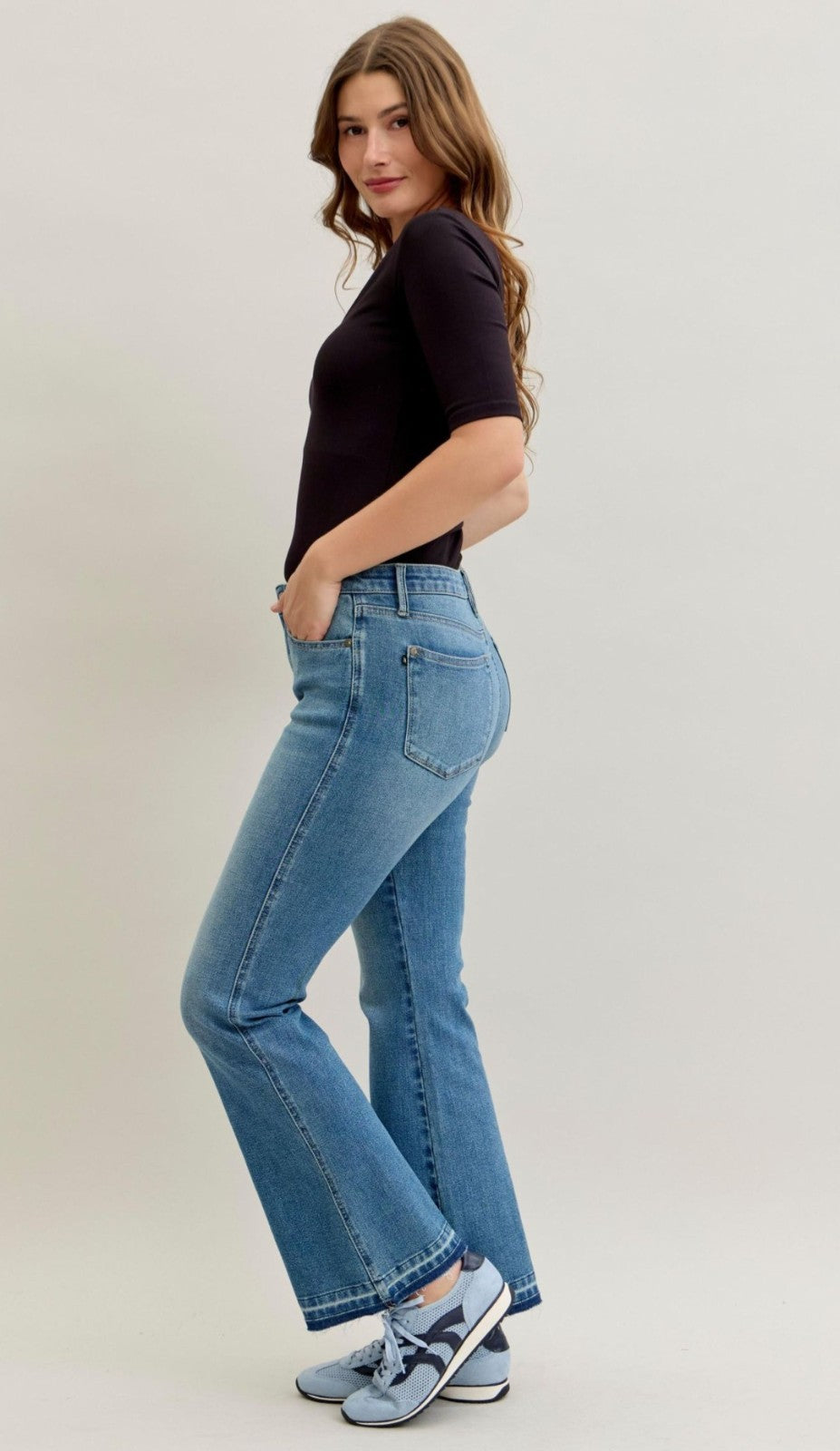 Judy Blue Mid-Rise Slim Fit W/ Tummy Control Release Hem Bootcut Jeans