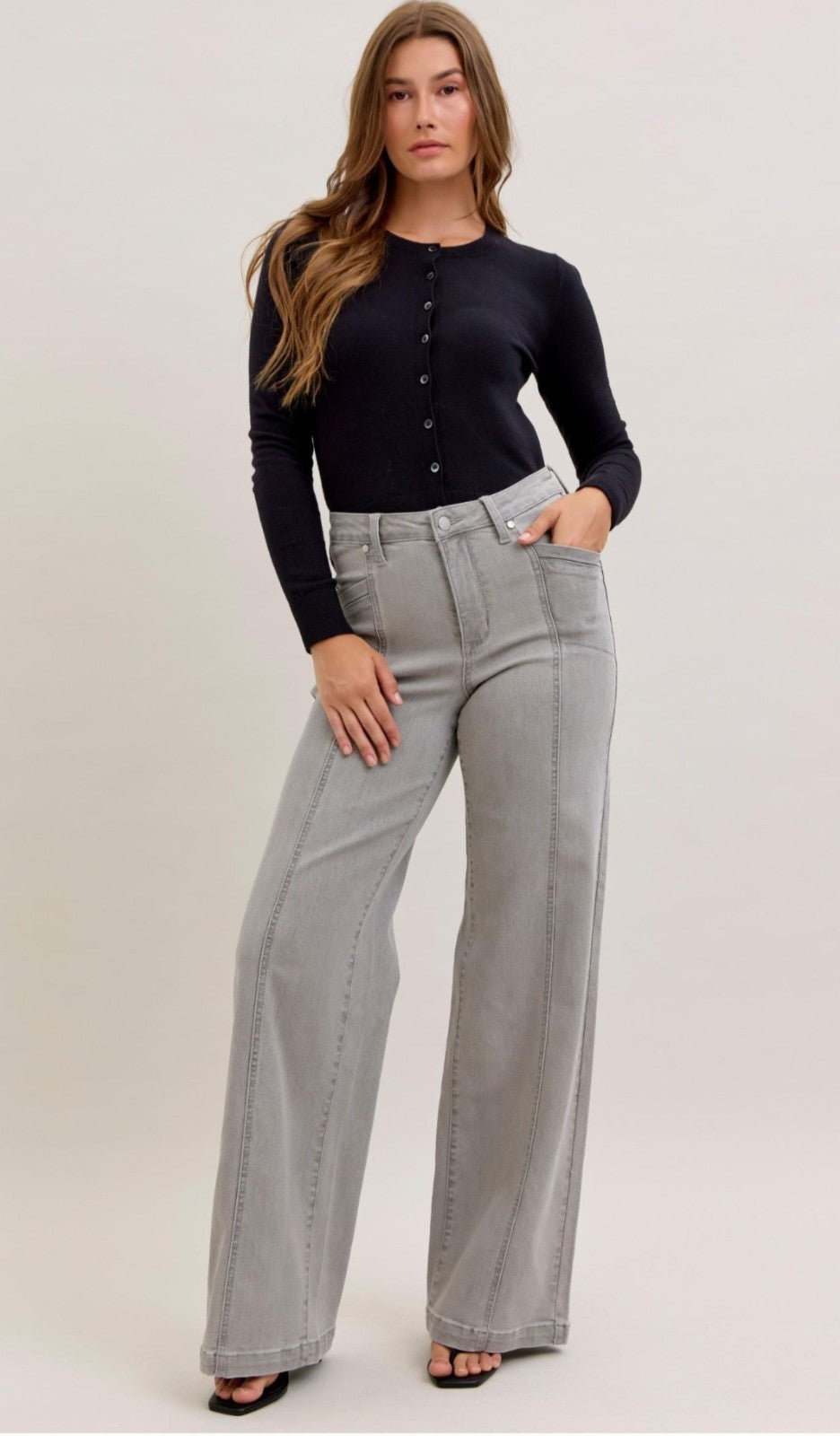 Judy Blue High-Rise Gray Retro Wide Leg Jeans