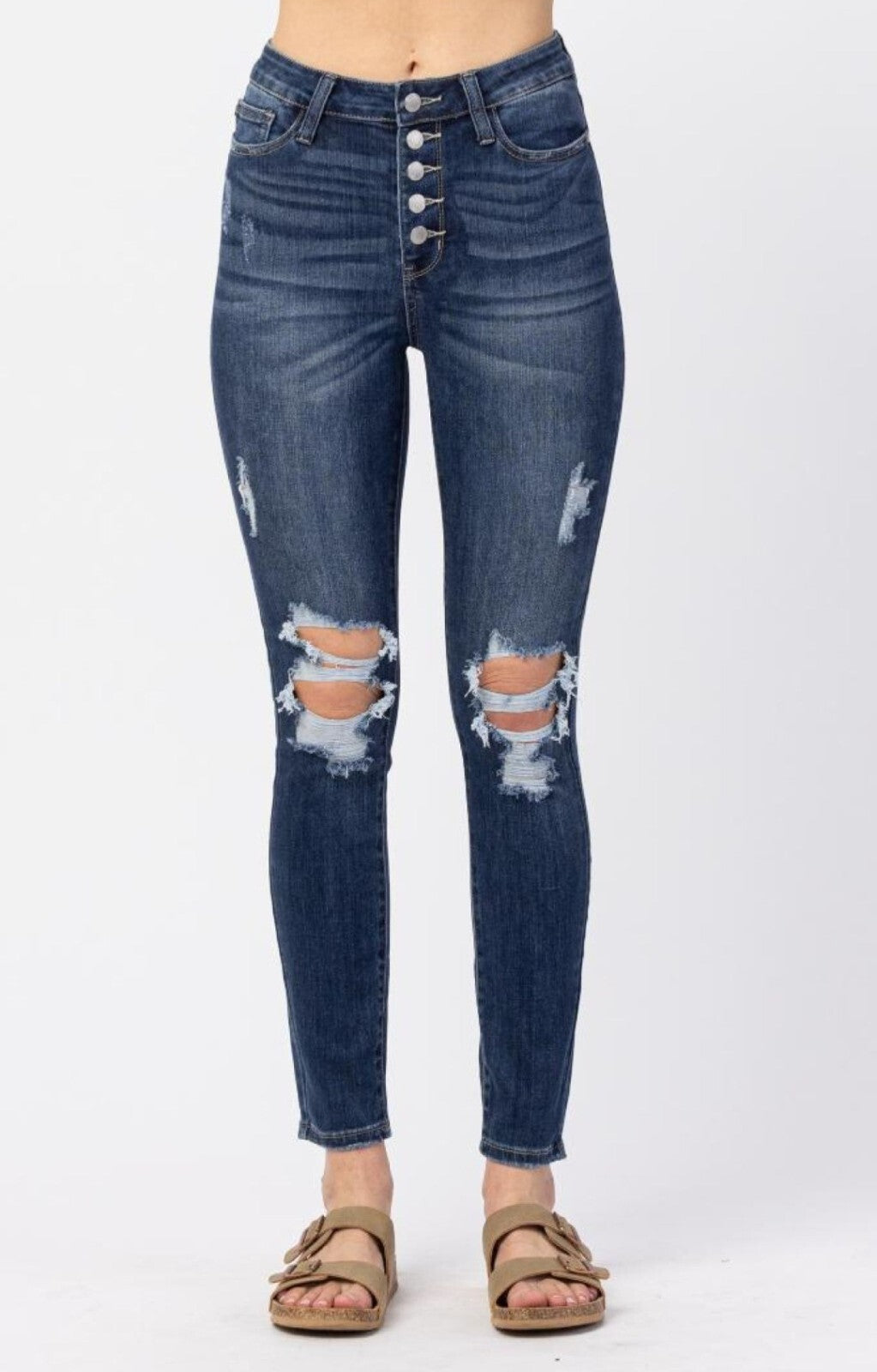 Judy Blue High Rise Button Fly  Skinny  Jean