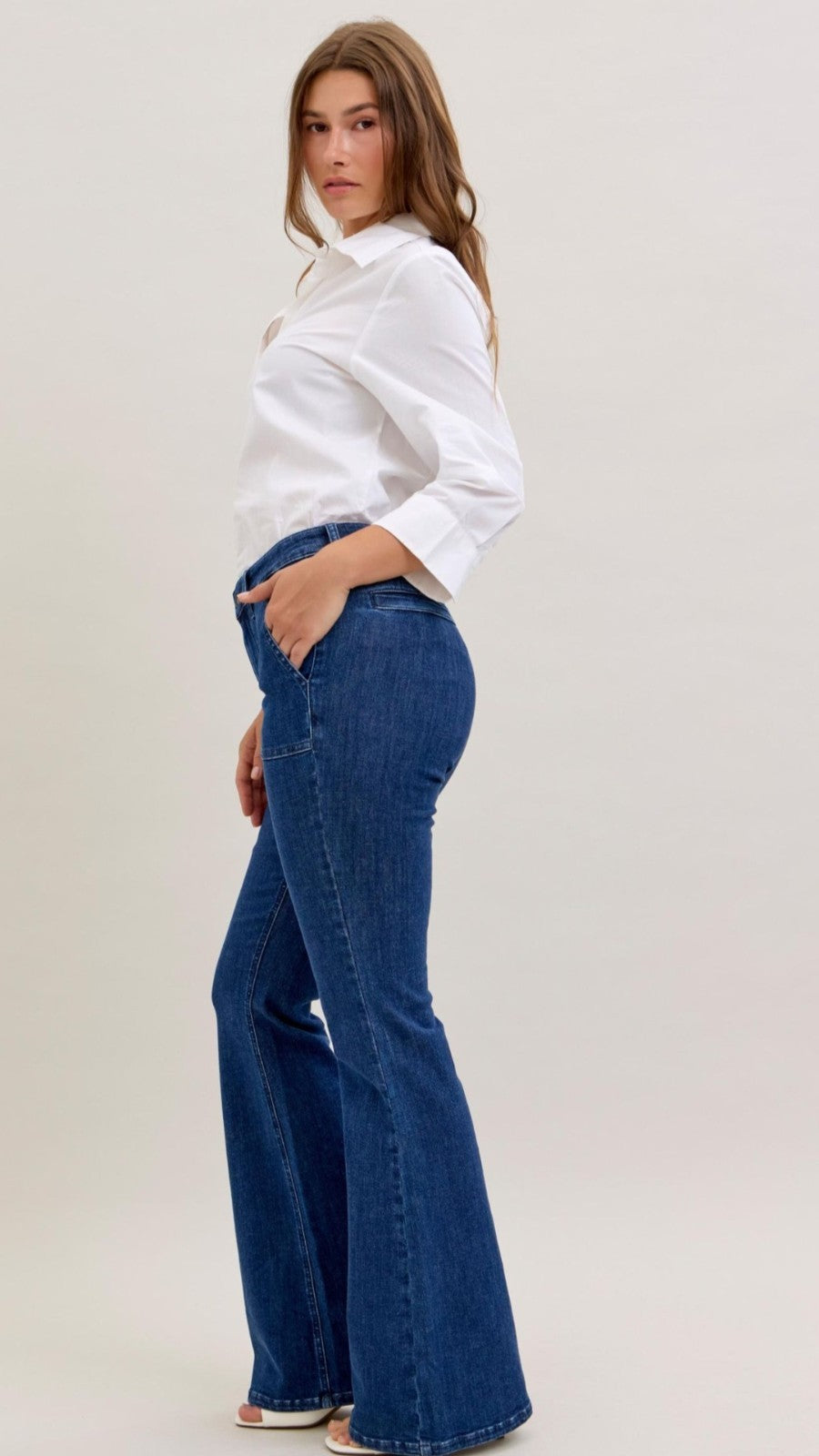 Judy Blue High-Rise Flare W/ Patch Pockets Jeans