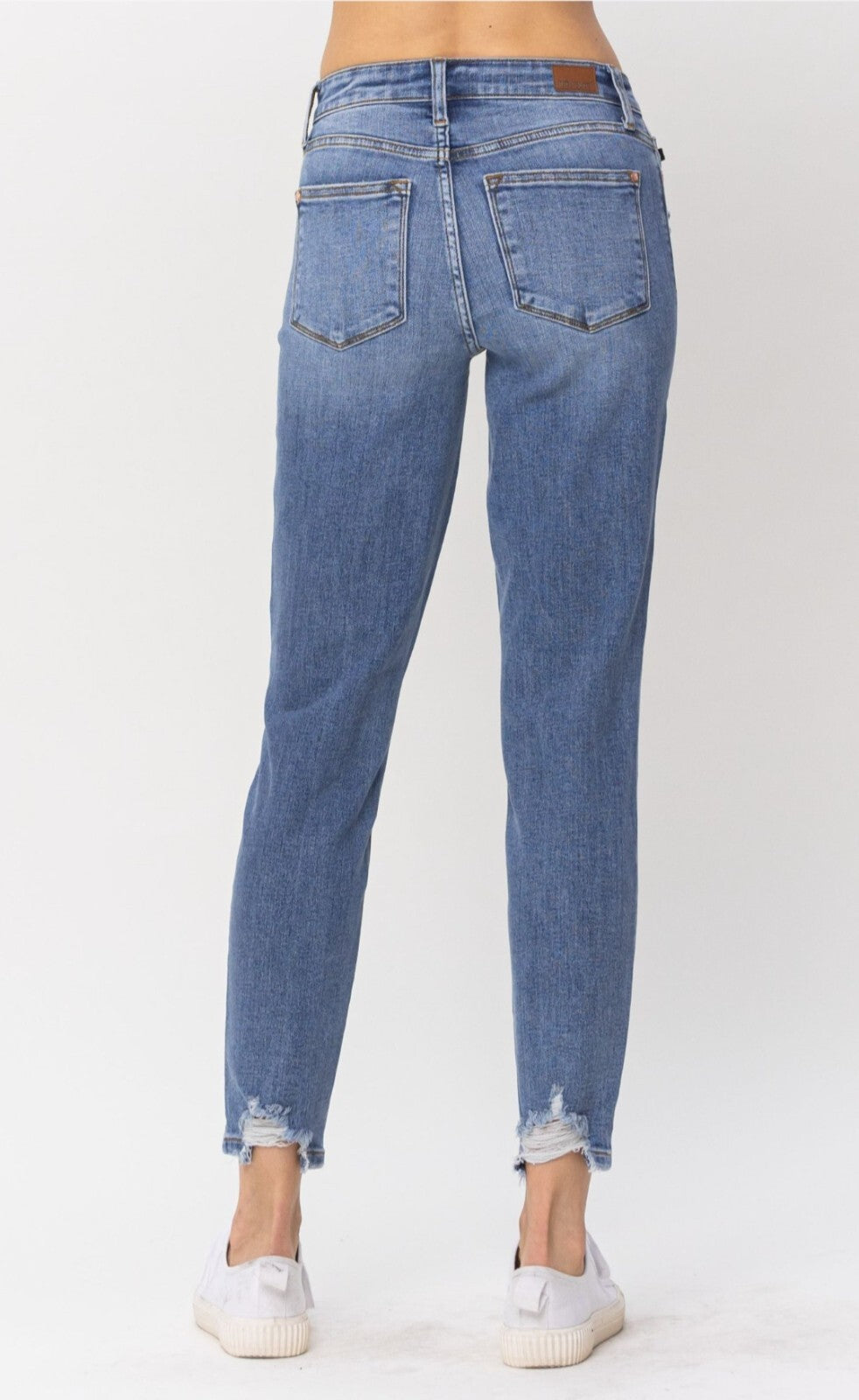 Judy Blue Mid-Rise Patched Relaxed Jeans