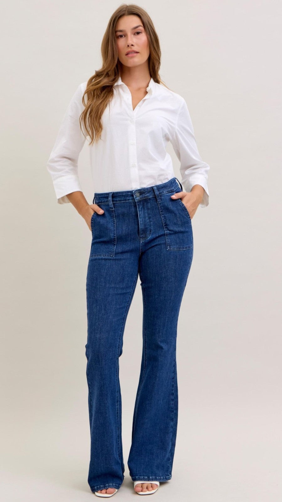 Judy Blue High-Rise Flare W/ Patch Pockets Jeans