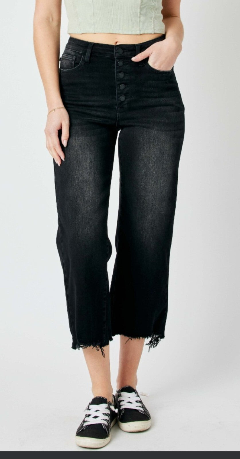 Judy Blue High-Rise Black Wide Leg Crop Jeans