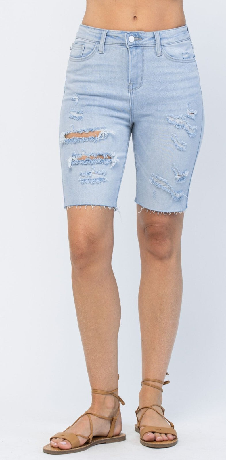 Judy Blue High-Rise Destroyed Cutoff Bermuda Shorts