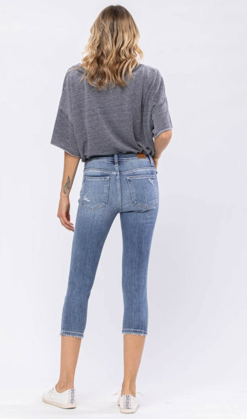 Judy Blue Mid-Rise Skinny Destroyed 22" Inseam Capri