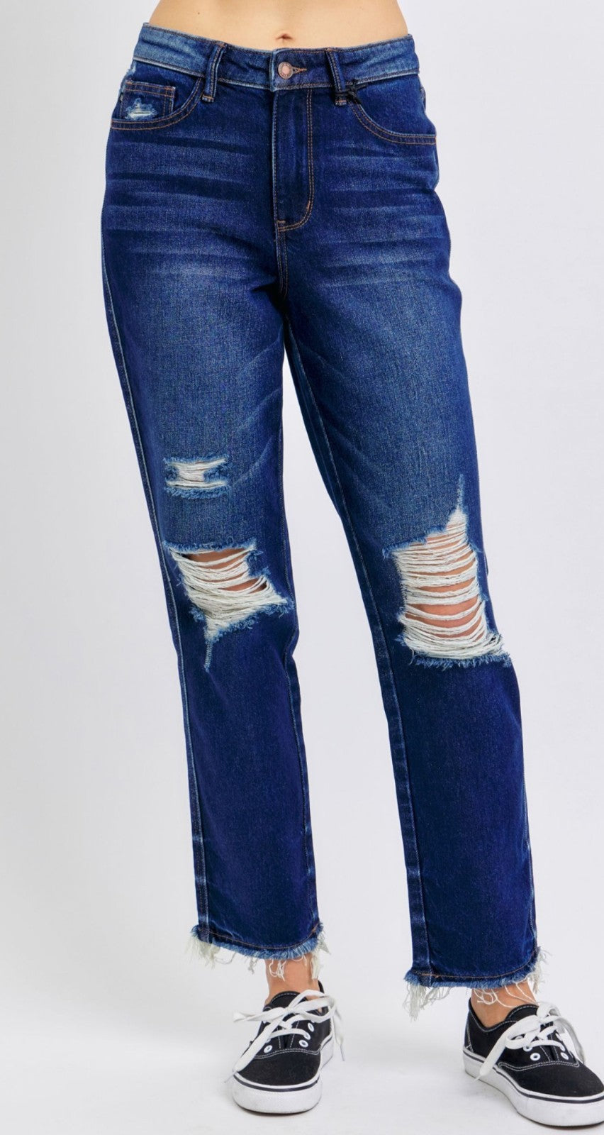 Judy Blue High-Rise  Straight With Rigid Magic Destroy Jeans