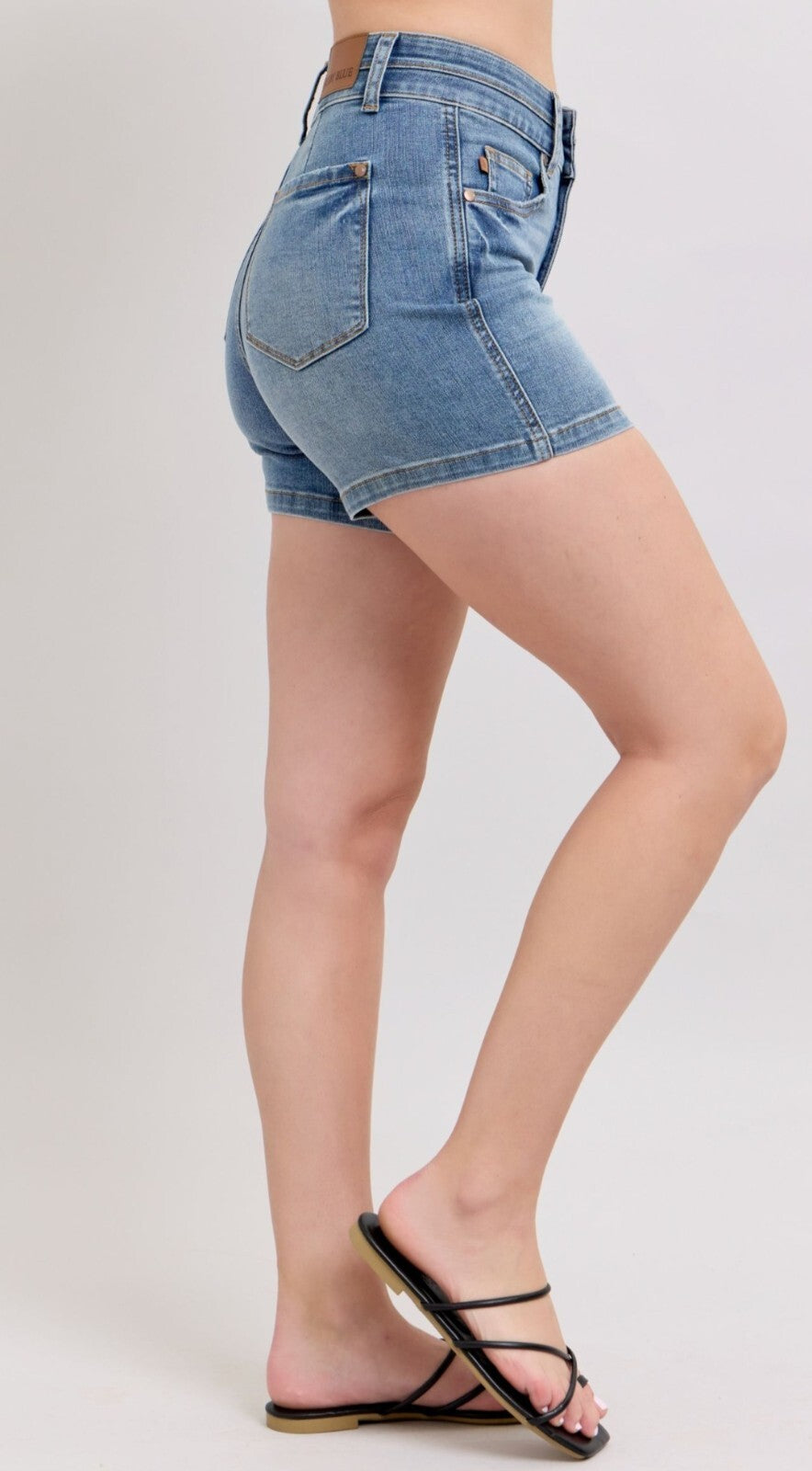 Judy Blue High-Rise W/ Tummy Control Cool Denim Double Button Shorts
