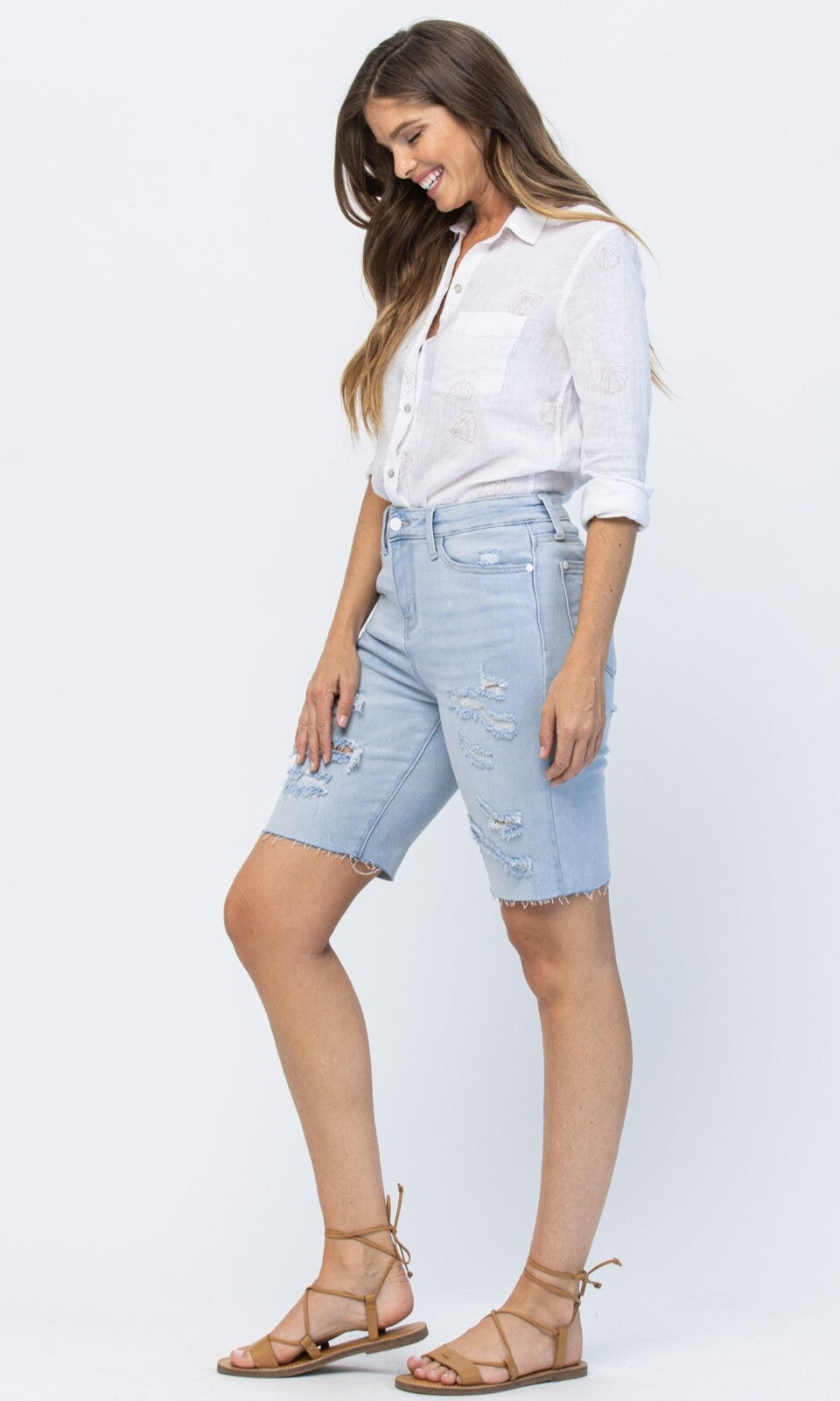 Judy Blue High-Rise Destroyed Cutoff Bermuda Shorts