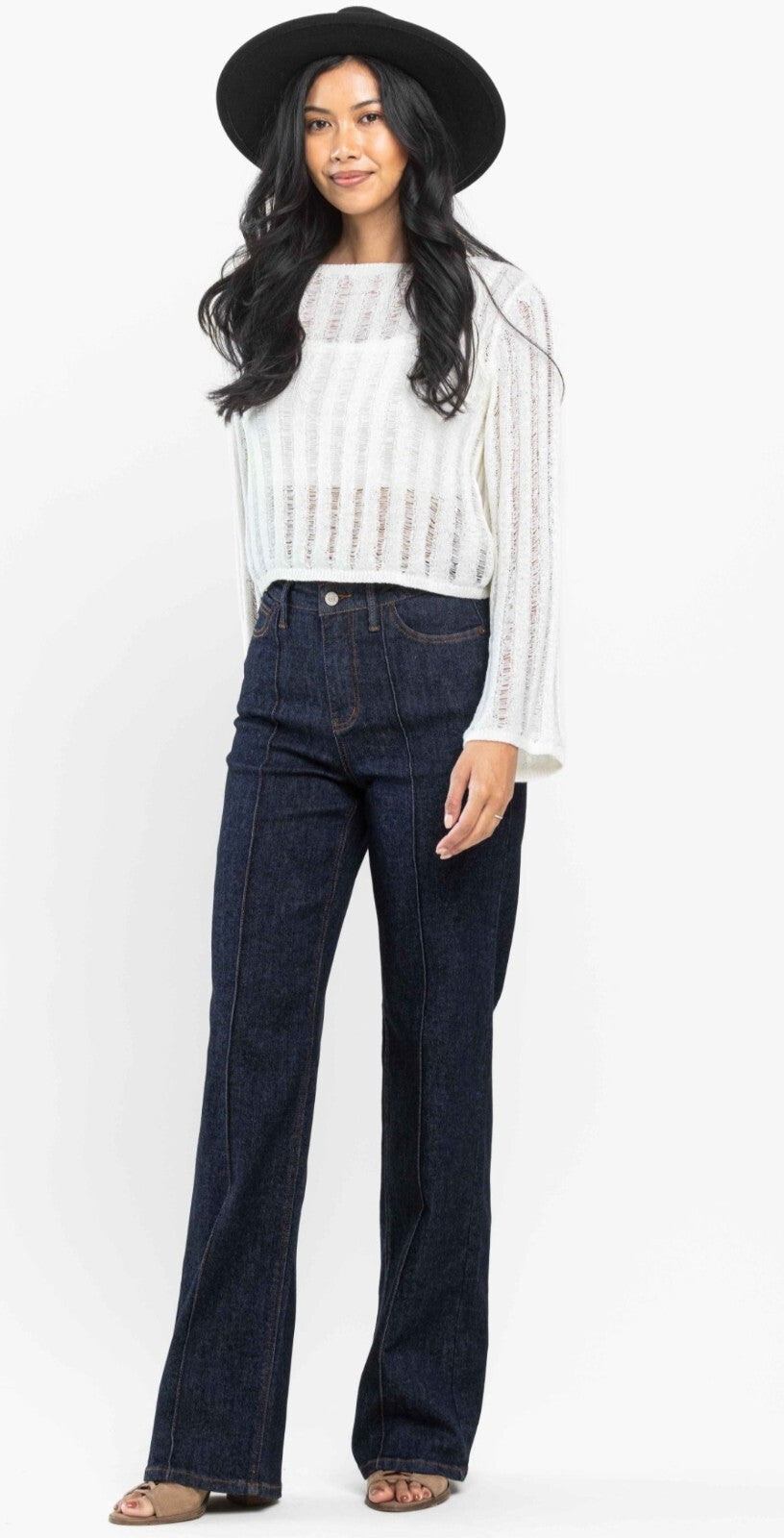 Judy Blue High-Rise Front Seam Detail Wide Leg Jeans