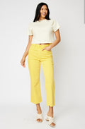 Judy Blue High-Rise Yellow W/Braided WaistBand Wide Leg Crop Jeans