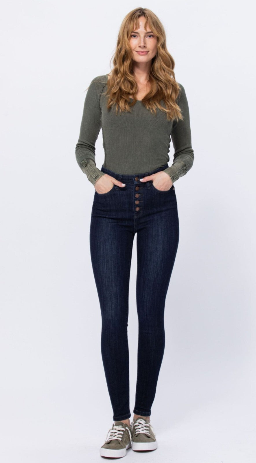 Judy Blue High Waist Button Fly Skinny Jeans