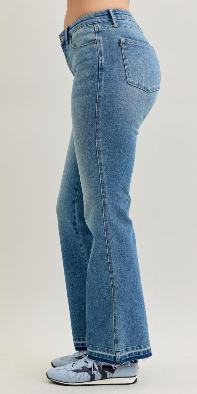 Judy Blue Mid-Rise Slim Fit W/ Tummy Control Release Hem Bootcut Jeans