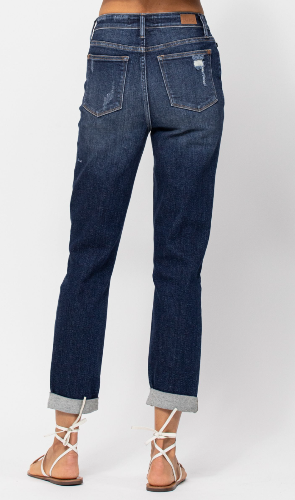 Judy Blue High Waist Boyfriend Destroyed Cuffed Jeans