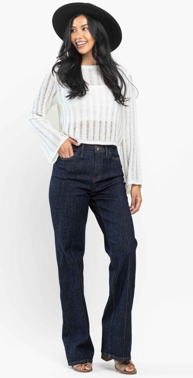 Judy Blue High-Rise Front Seam Detail Wide Leg Jeans