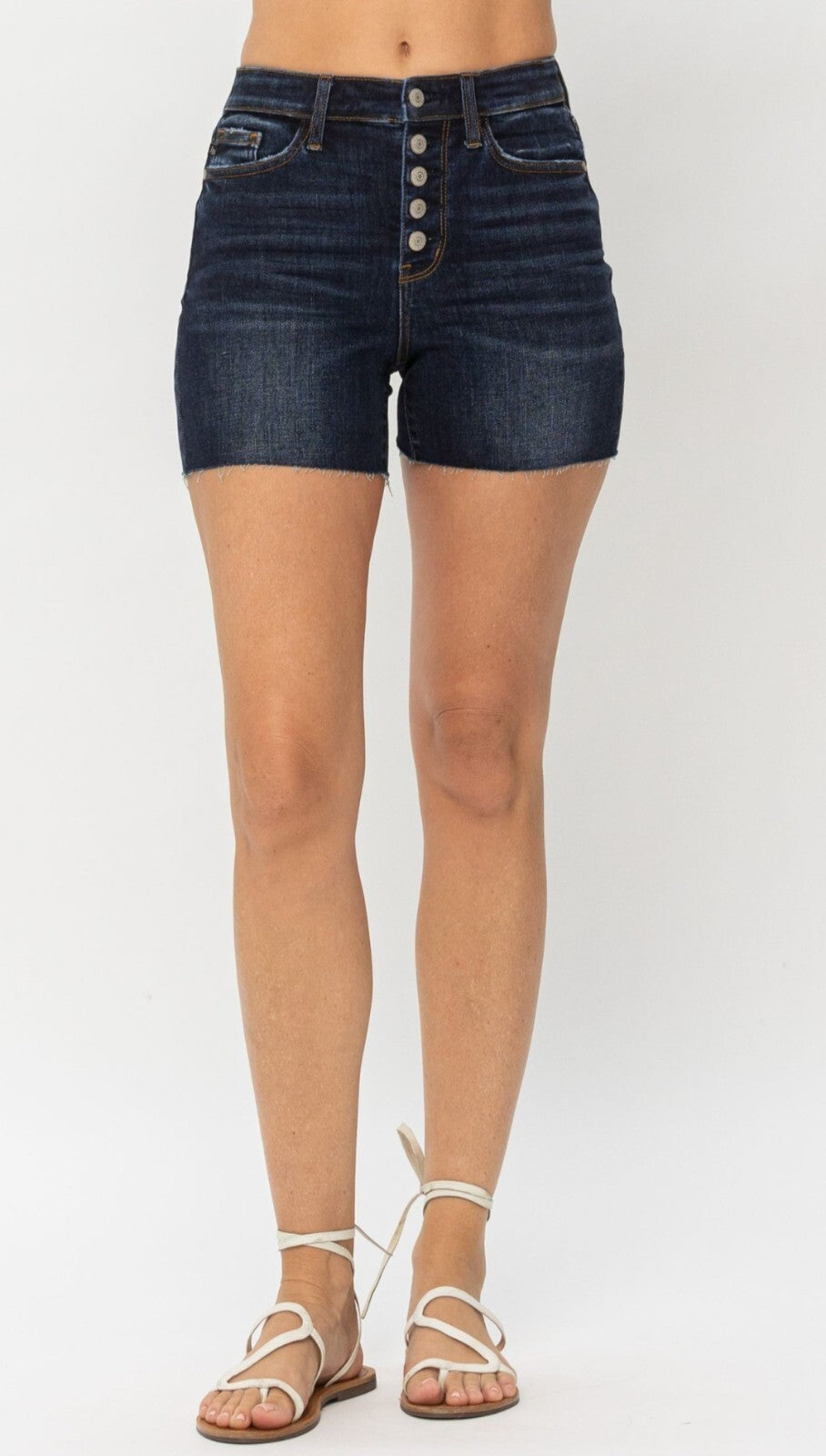 Judy Blue High-Rise Super Dark Button Fly  Shorts