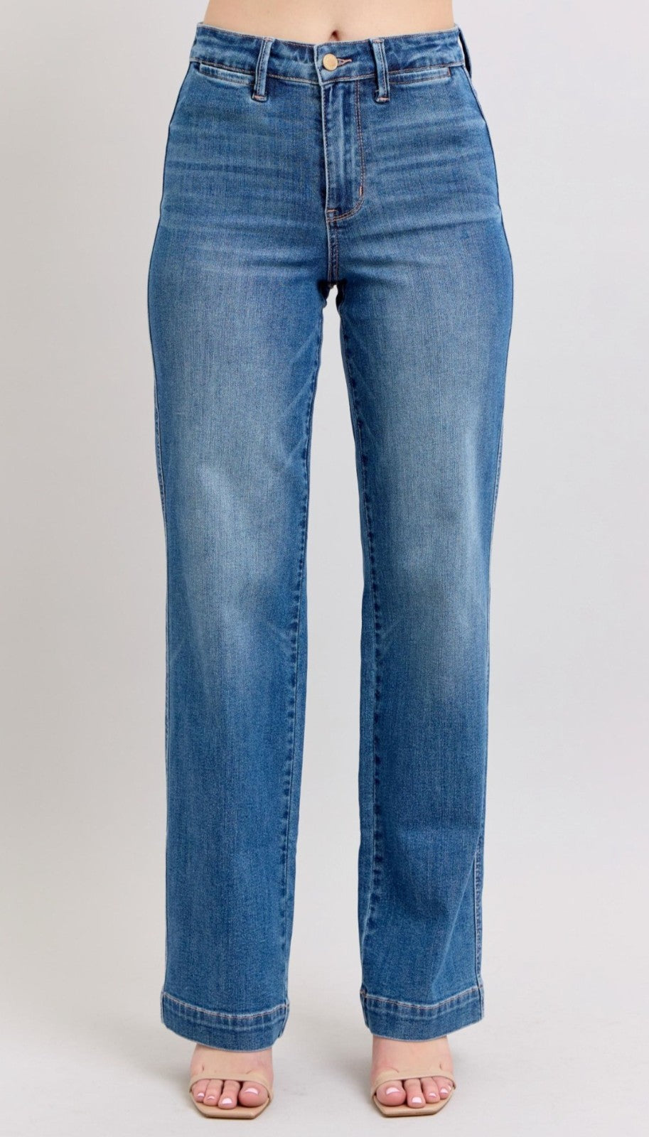Judy Blue High-Rise Contrast Thread  Straight Fit Jeans