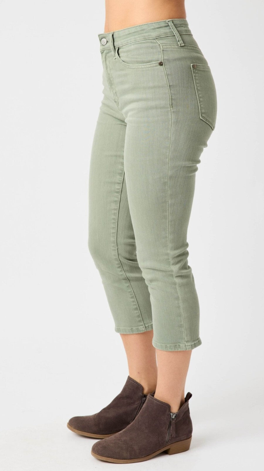 Judy Blue Mid Rise Sage Green Skinny  Capri