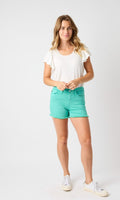 Judy Blue Mid-Rise Aqua Cut Off Shorts