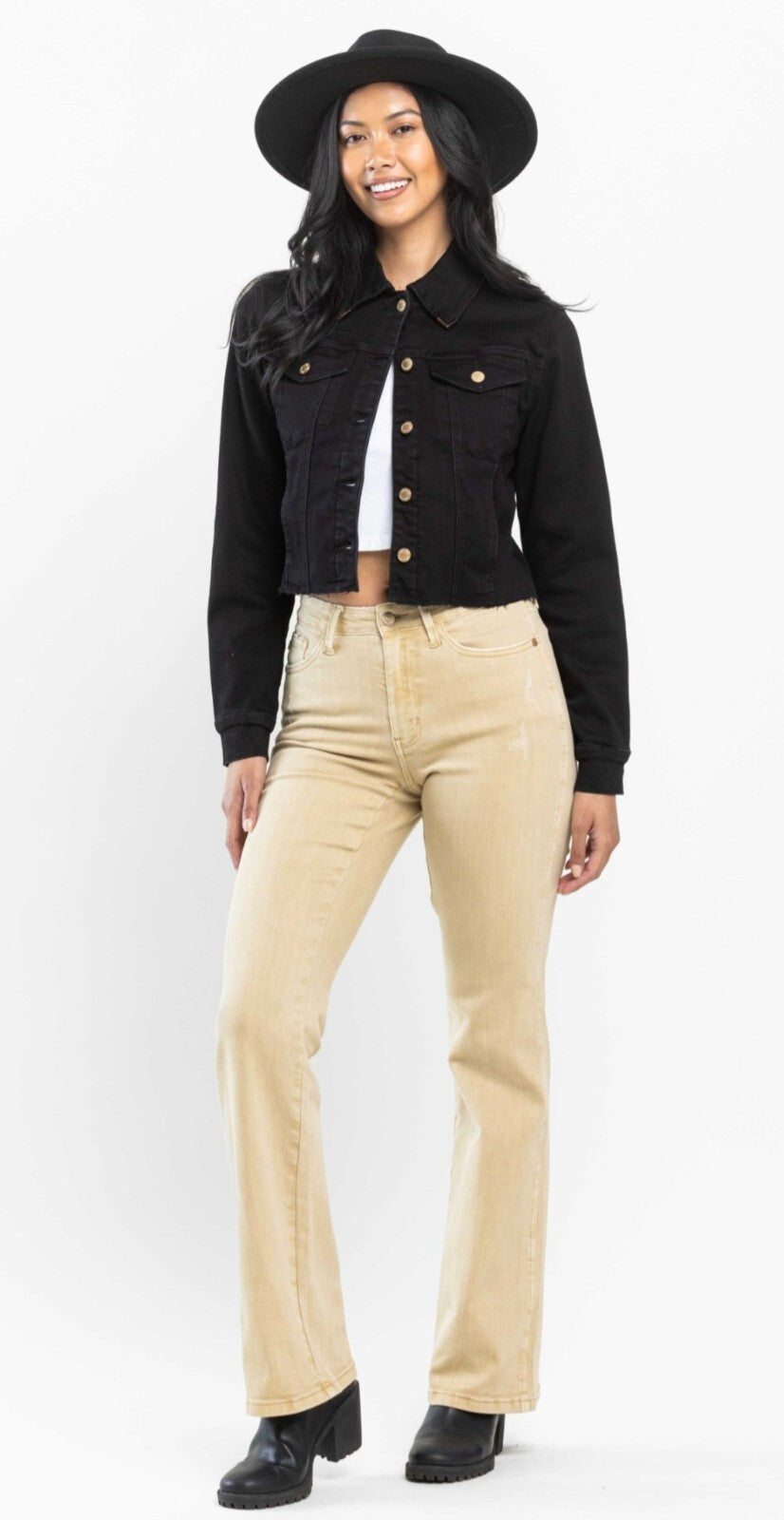 Judy Blue Slim Mid-Rise Tan Bootcut Jeans