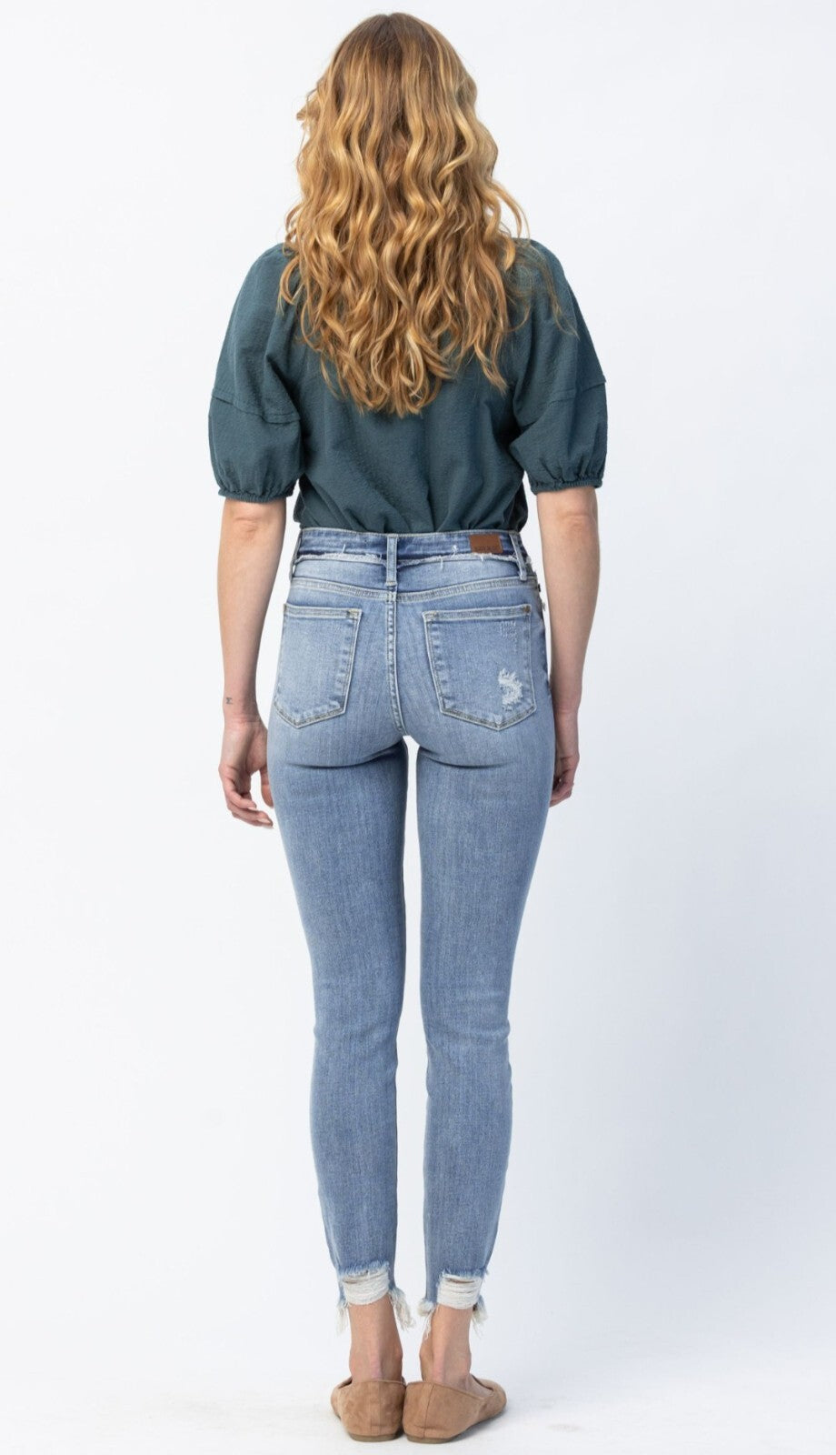 Judy Blue Mid-Rise With a Waistband Detail Skinny Jeans