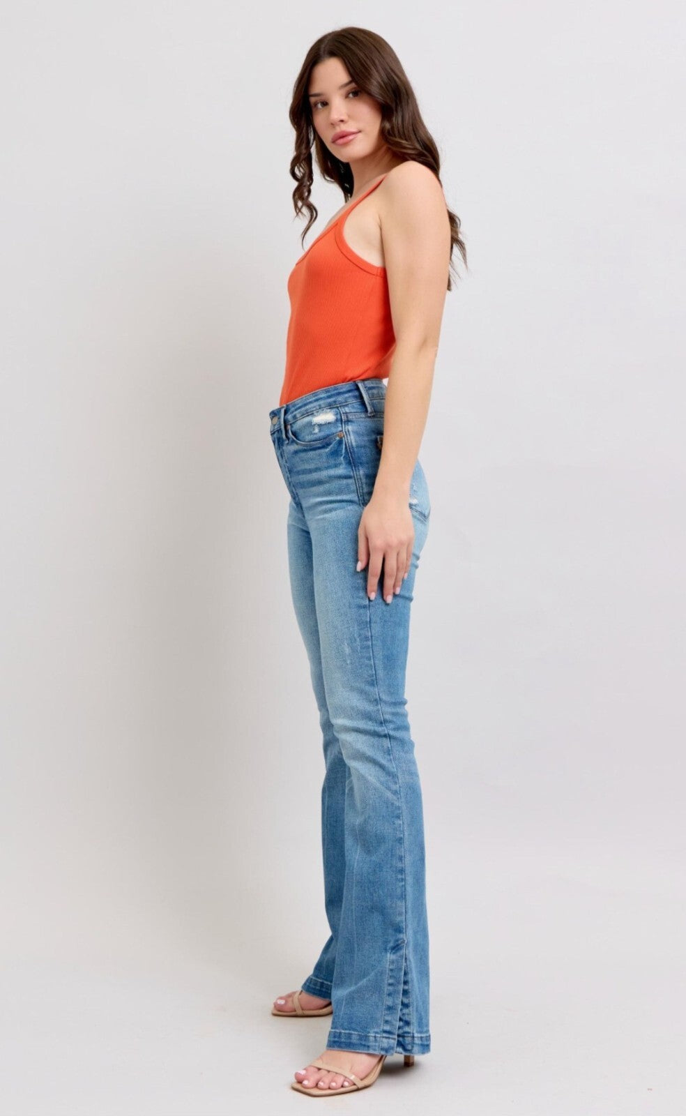 Judy Blue High-Rise W/ Tummy Control  Side Slit Bootcut Jeans