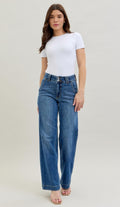 Judy Blue High-Rise Double Button Wide Leg Jeans