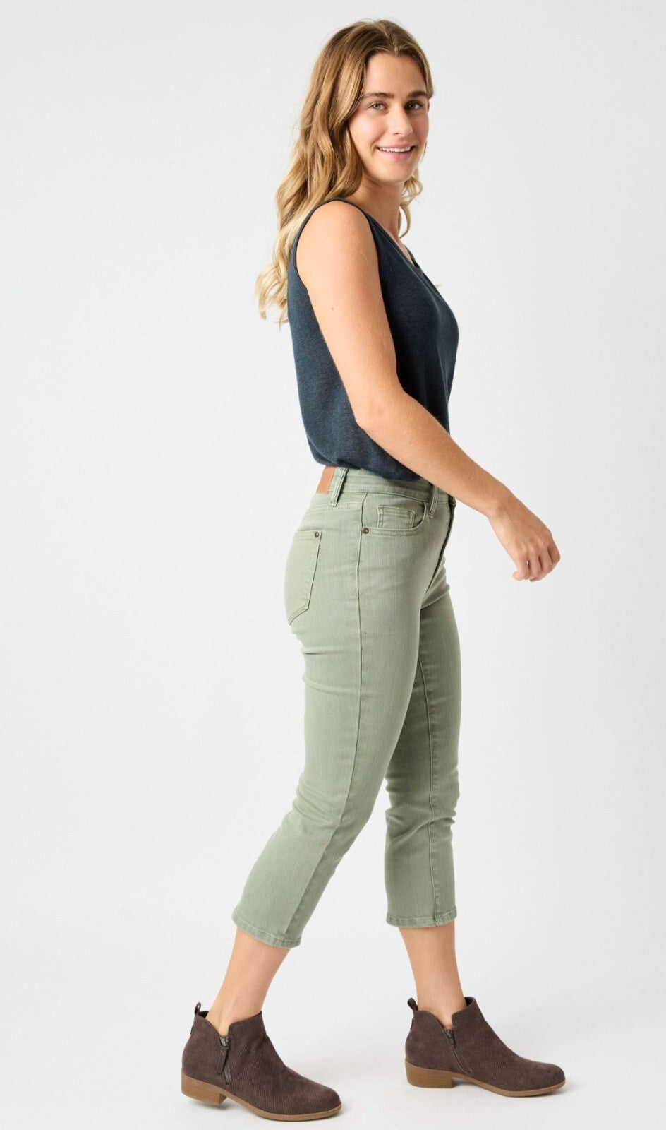 Judy Blue Mid Rise Sage Green Skinny  Capri